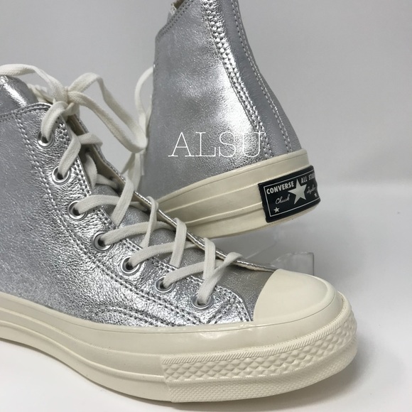 Converse Chuck 70 Leather HI Silver W AUTHENTIC - Picture 6 of 7